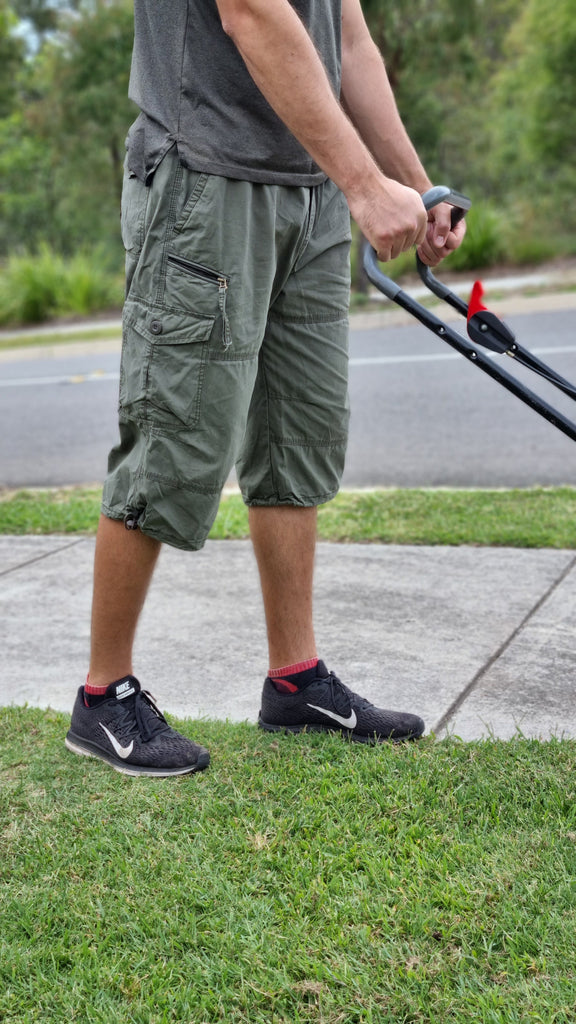 Men's Cotton Cargo Capri Pants - Summer Elastic Waist Below Knee